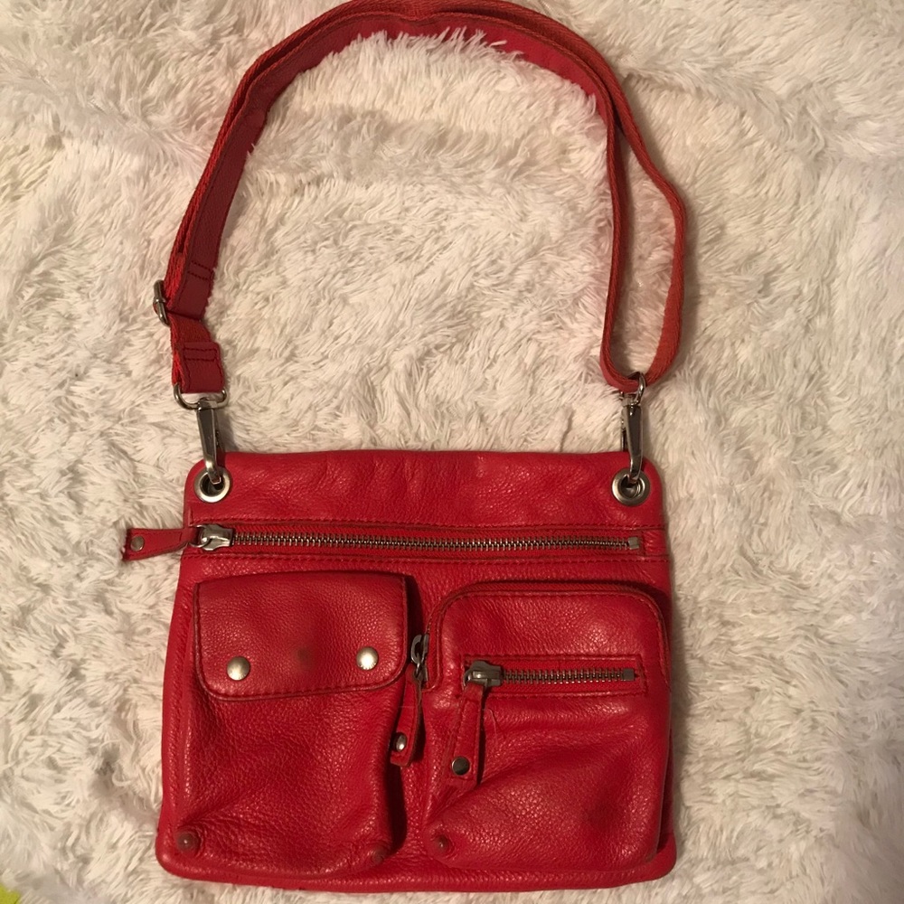 Fossil Red Leather Crossbody Purse